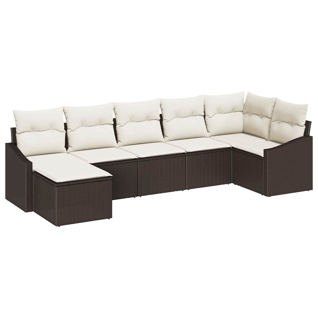 Garten Essgruppe mit Kissen mit Speicher 7 pcs Braun und Creme